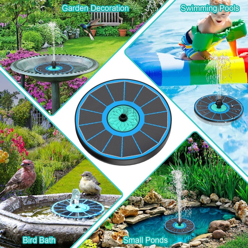 GAIZERL Solar Fountain Cyan Flower, Upgrade 3.5W Solar Bird Bath Fountains, Solar Powered Water Fountain with 7 Nozzles, 4 Fixed Pipes for Hummingbirds, Bird Bath, Garden, Pool, and Pond - Image 5